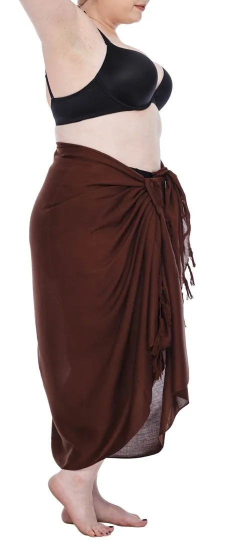 SHU-SHI Women's Plus Size Sarong Wrap Skirt - Solid Beach Cover-Up with Coconut Clip