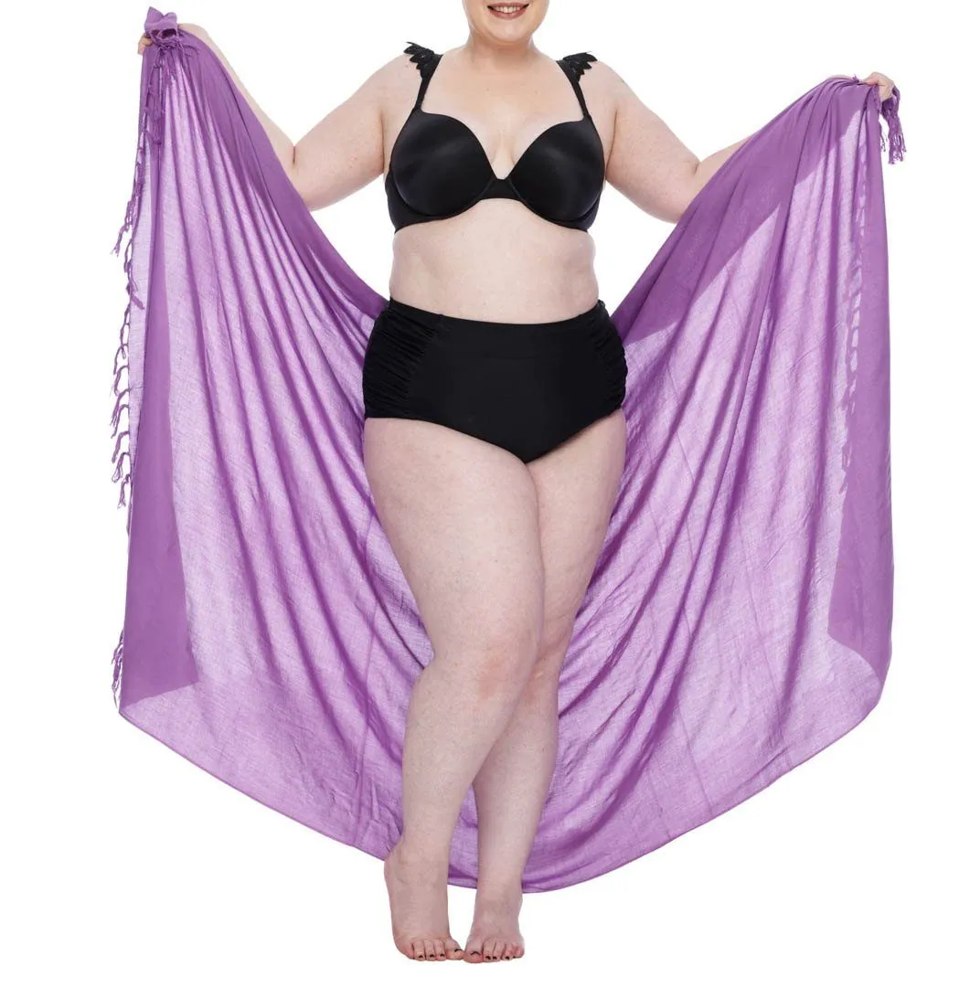 SHU-SHI Women's Plus Size Sarong Wrap Skirt - Solid Beach Cover-Up with Coconut Clip