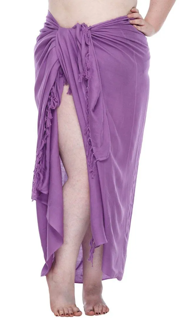 SHU-SHI Women's Plus Size Sarong Wrap Skirt - Solid Beach Cover-Up with Coconut Clip