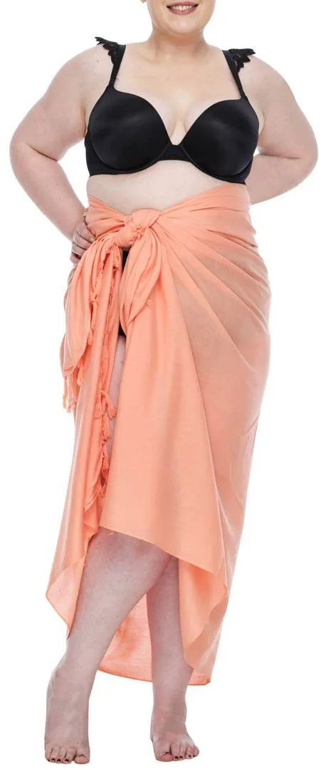 SHU-SHI Women's Plus Size Sarong Wrap Skirt - Solid Beach Cover-Up with Coconut Clip