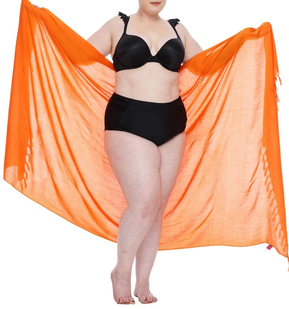 SHU-SHI Women's Plus Size Sarong Wrap Skirt - Solid Beach Cover-Up with Coconut Clip
