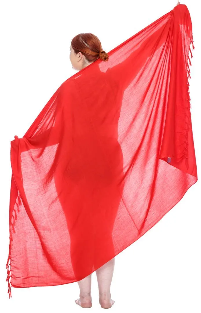 SHU-SHI Women's Plus Size Sarong Wrap Skirt - Solid Beach Cover-Up with Coconut Clip
