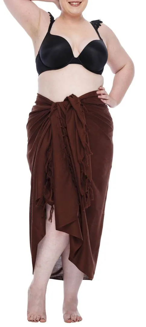 SHU-SHI Women's Plus Size Sarong Wrap Skirt - Solid Beach Cover-Up with Coconut Clip