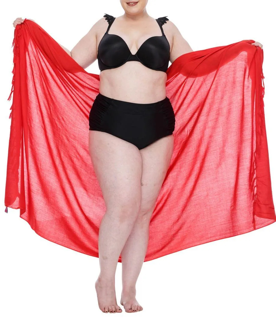 SHU-SHI Women's Plus Size Sarong Wrap Skirt - Solid Beach Cover-Up with Coconut Clip