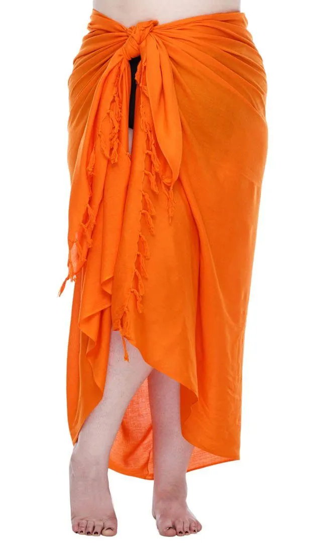 SHU-SHI Women's Plus Size Sarong Wrap Skirt - Solid Beach Cover-Up with Coconut Clip