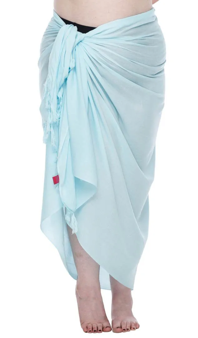 SHU-SHI Women's Plus Size Sarong Wrap Skirt - Solid Beach Cover-Up with Coconut Clip