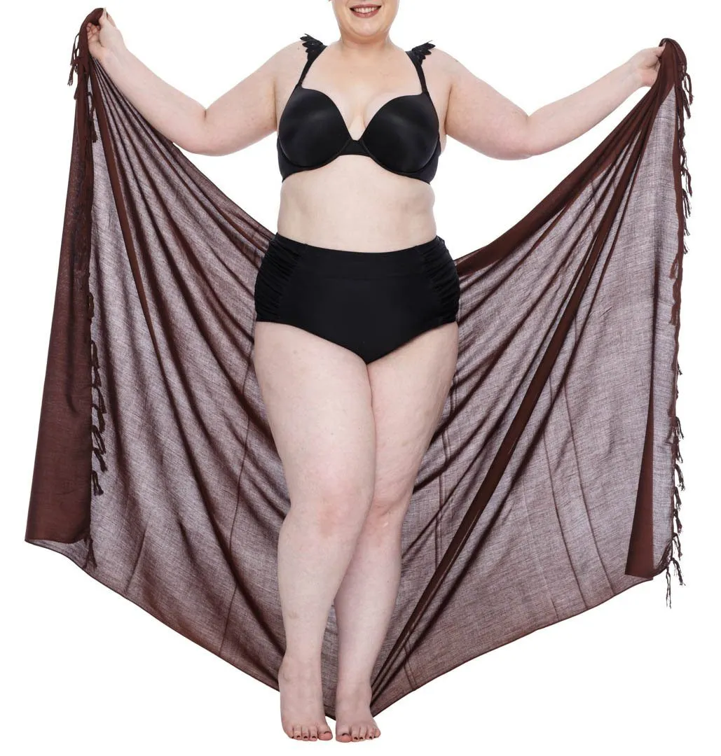 SHU-SHI Women's Plus Size Sarong Wrap Skirt - Solid Beach Cover-Up with Coconut Clip