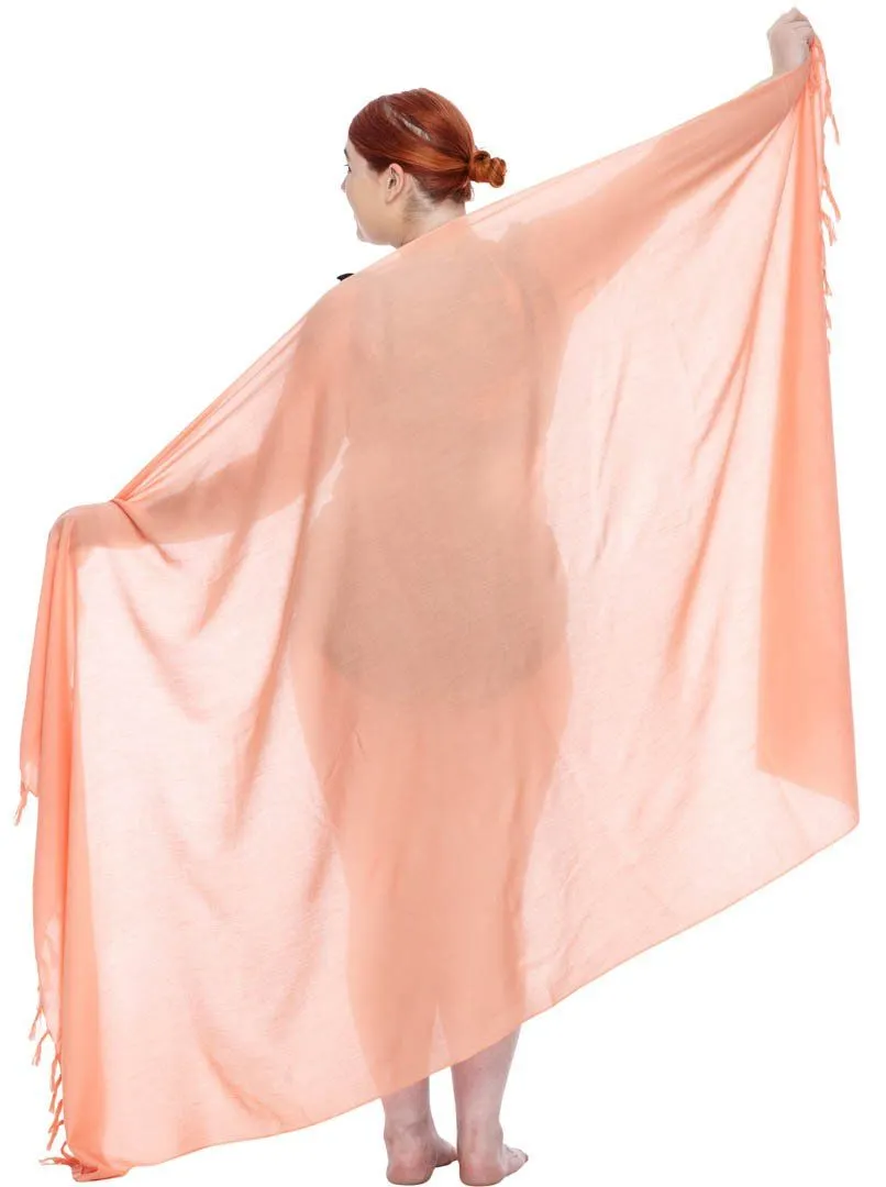 SHU-SHI Women's Plus Size Sarong Wrap Skirt - Solid Beach Cover-Up with Coconut Clip