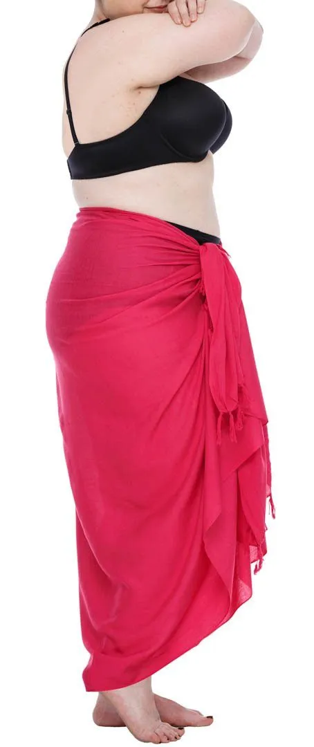 SHU-SHI Women's Plus Size Sarong Wrap Skirt - Solid Beach Cover-Up with Coconut Clip