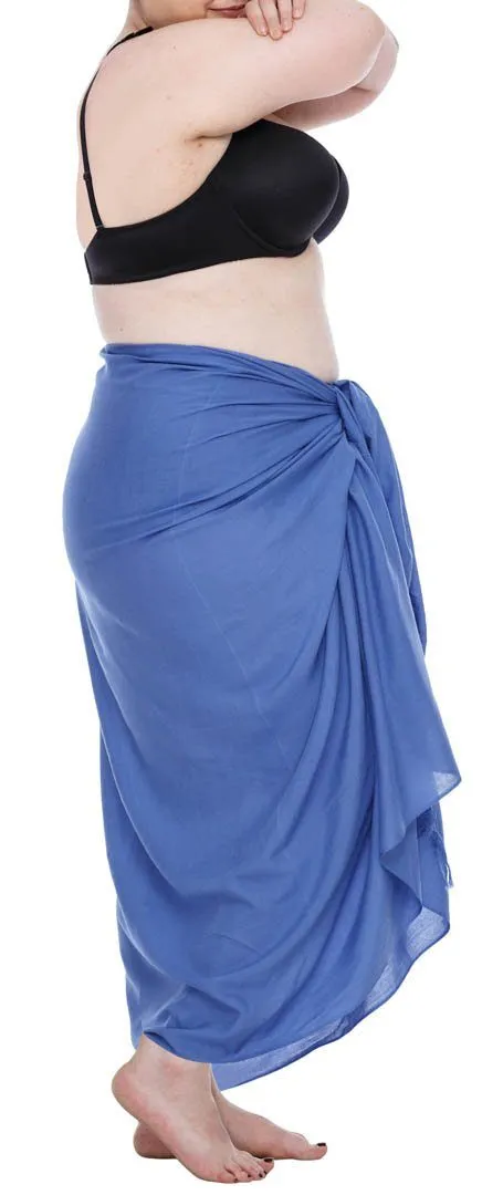 SHU-SHI Women's Plus Size Sarong Wrap Skirt - Solid Beach Cover-Up with Coconut Clip