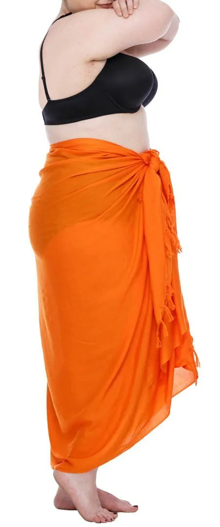 SHU-SHI Women's Plus Size Sarong Wrap Skirt - Solid Beach Cover-Up with Coconut Clip