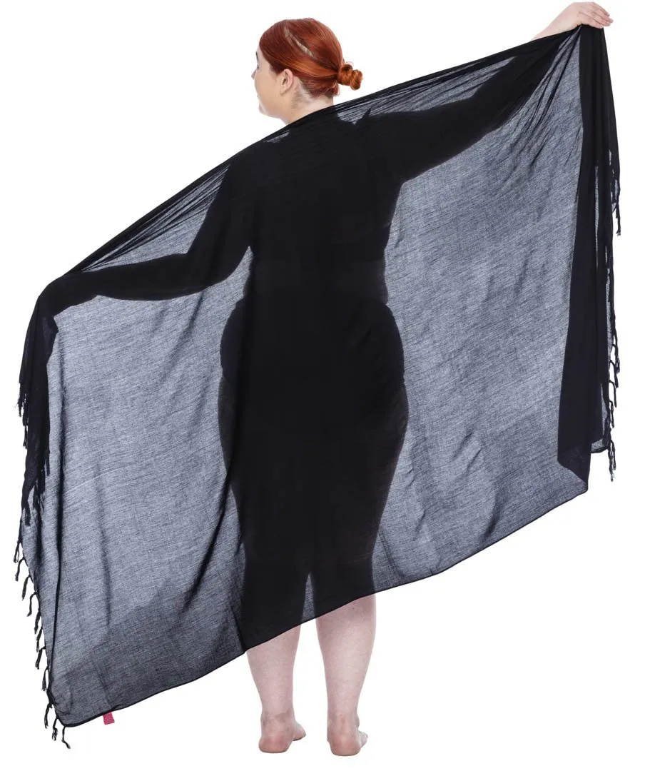 SHU-SHI Women's Plus Size Sarong Wrap Skirt - Solid Beach Cover-Up with Coconut Clip