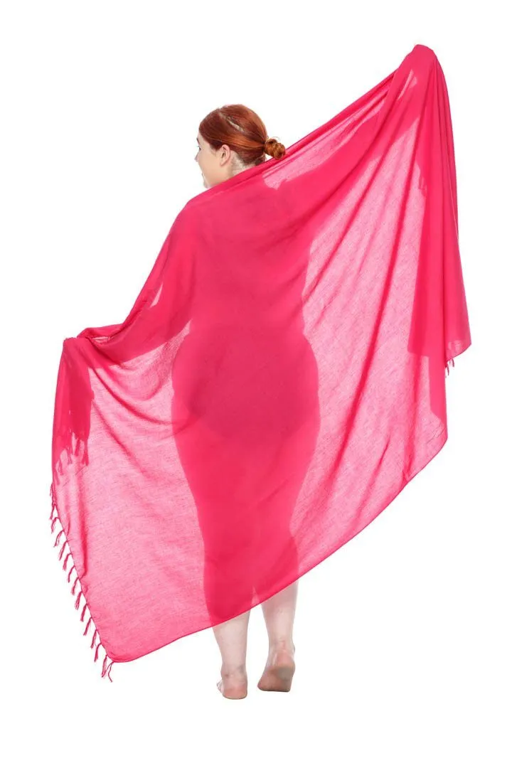 SHU-SHI Women's Plus Size Sarong Wrap Skirt - Solid Beach Cover-Up with Coconut Clip