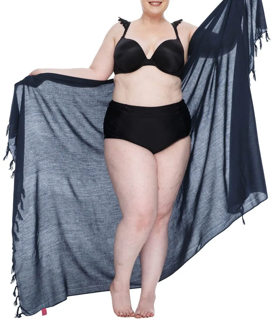 SHU-SHI Women's Plus Size Sarong Wrap Skirt - Solid Beach Cover-Up with Coconut Clip