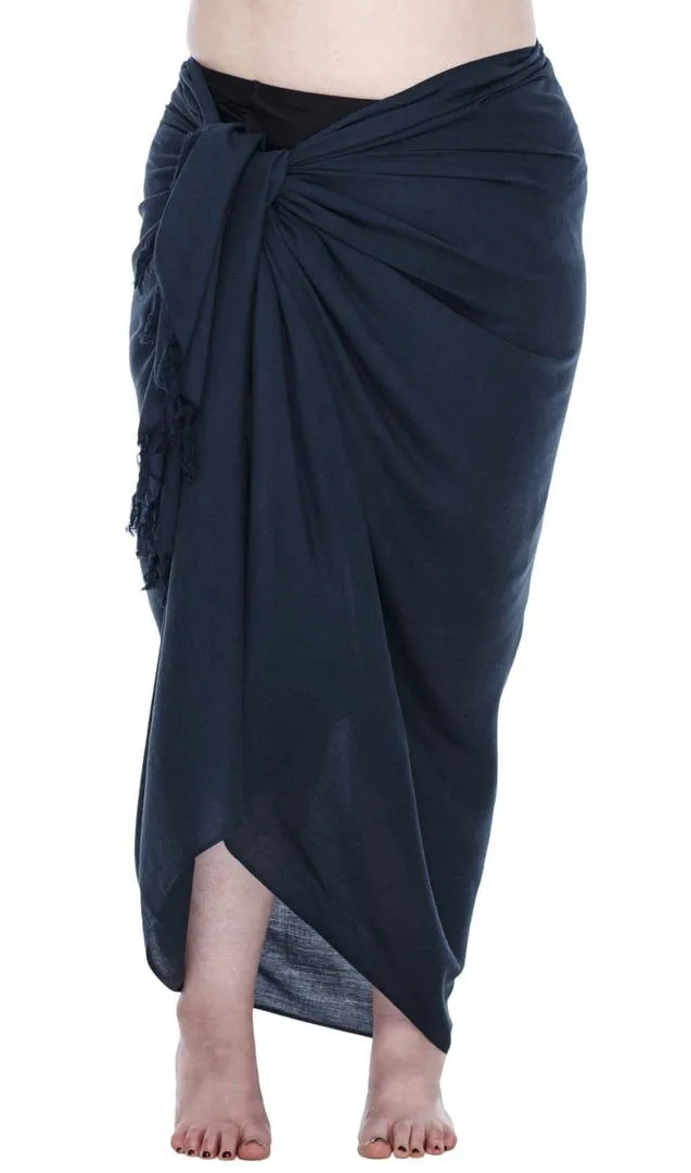 SHU-SHI Women's Plus Size Sarong Wrap Skirt - Solid Beach Cover-Up with Coconut Clip