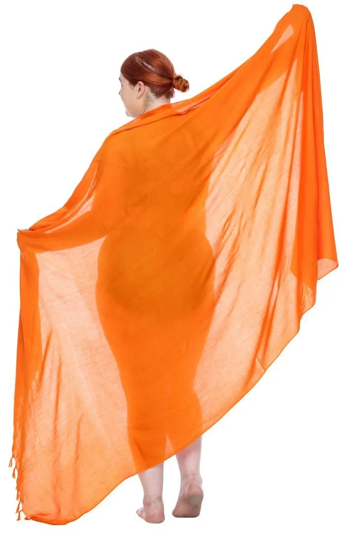 SHU-SHI Women's Plus Size Sarong Wrap Skirt - Solid Beach Cover-Up with Coconut Clip