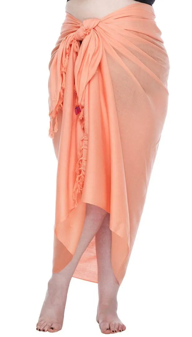 SHU-SHI Women's Plus Size Sarong Wrap Skirt - Solid Beach Cover-Up with Coconut Clip