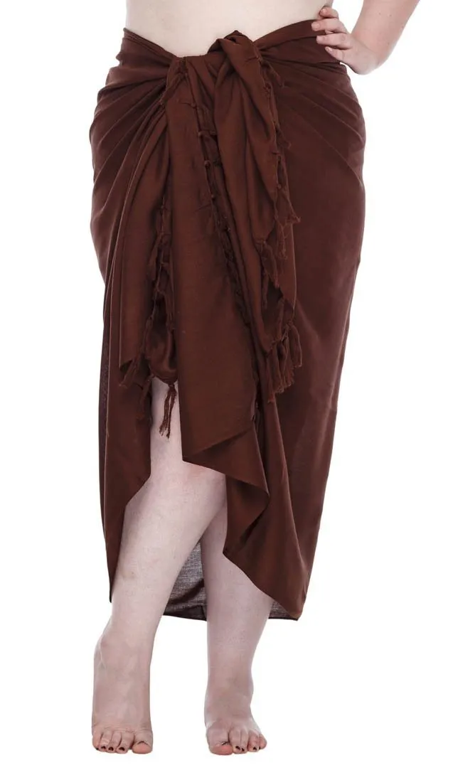 SHU-SHI Women's Plus Size Sarong Wrap Skirt - Solid Beach Cover-Up with Coconut Clip