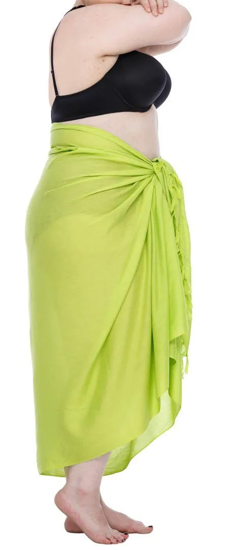 SHU-SHI Women's Plus Size Sarong Wrap Skirt - Solid Beach Cover-Up with Coconut Clip