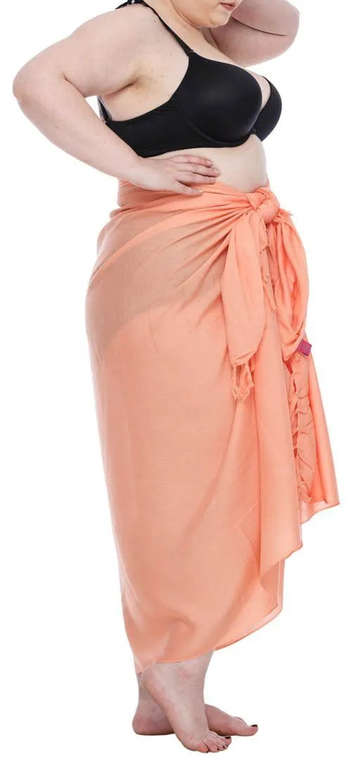 SHU-SHI Women's Plus Size Sarong Wrap Skirt - Solid Beach Cover-Up with Coconut Clip