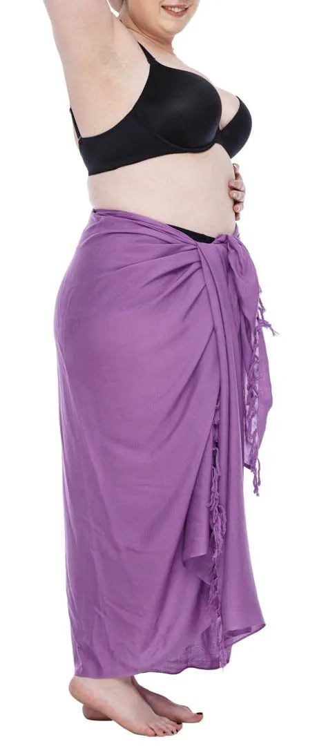 SHU-SHI Women's Plus Size Sarong Wrap Skirt - Solid Beach Cover-Up with Coconut Clip