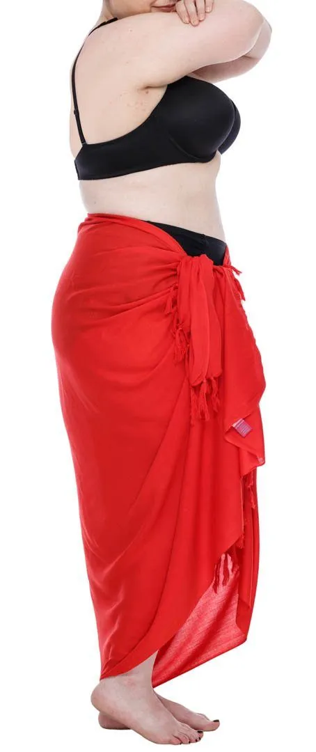 SHU-SHI Women's Plus Size Sarong Wrap Skirt - Solid Beach Cover-Up with Coconut Clip