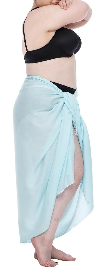 SHU-SHI Women's Plus Size Sarong Wrap Skirt - Solid Beach Cover-Up with Coconut Clip