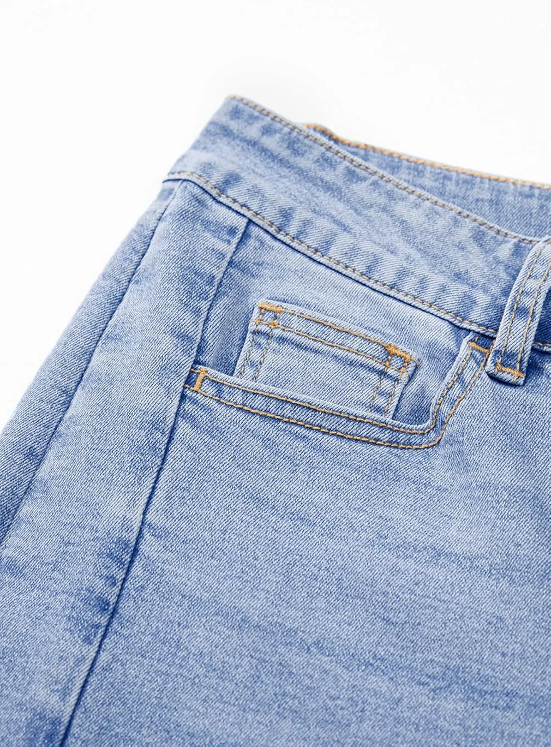 Sidefeel Women's Capri Jeans High Waisted Wide Leg Stretchy Raw Hem Side Seam Zimbaplatinum Denim Pants