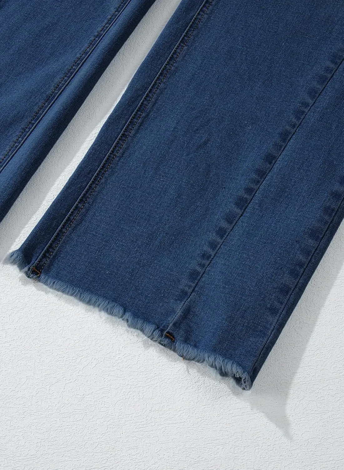 Sidefeel Women's Wide Leg Jeans High Waisted Strechy Raw Hem Zimbaplatinum Denim Pants