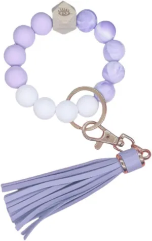 Silicone Beaded Bracelet Key Chain Elastic Keychain Bracelet Silicone Bead Bracelet Key Ring Wristlet for Women