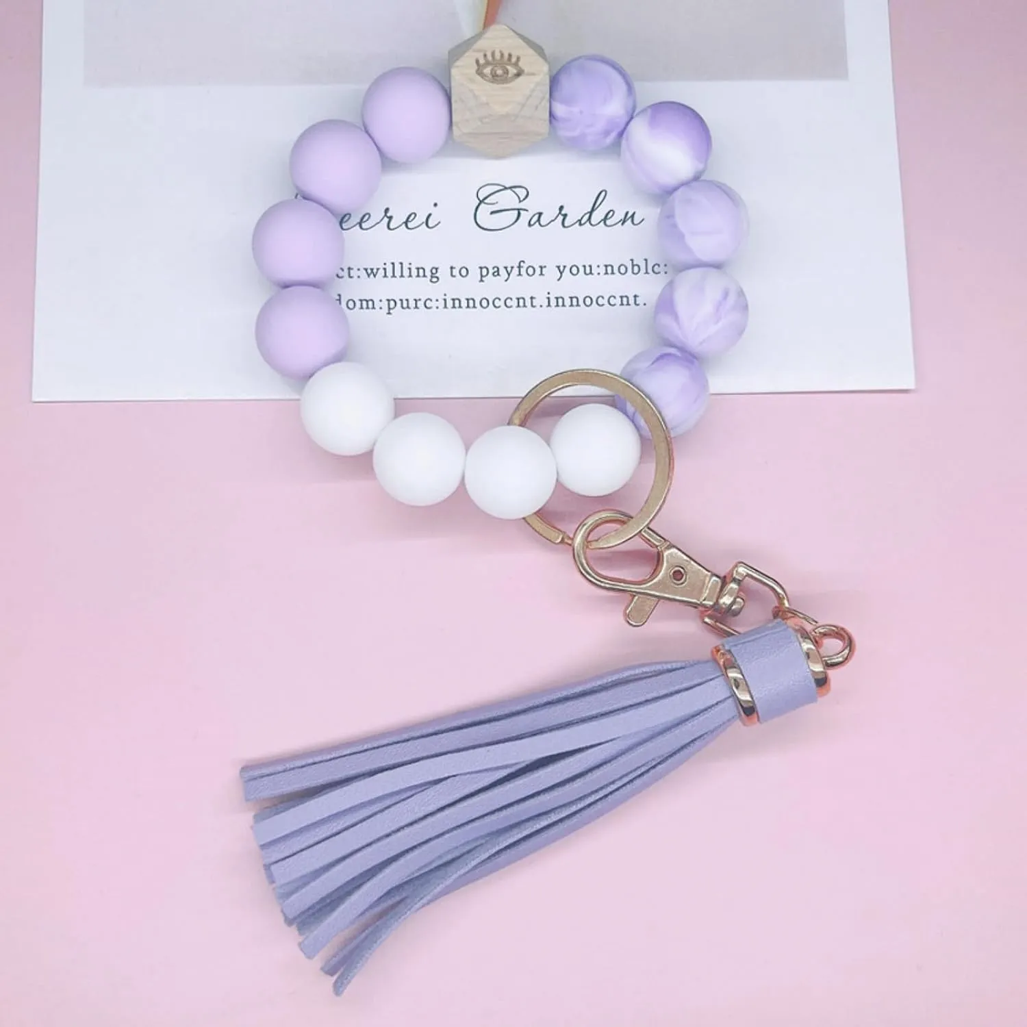 Silicone Beaded Bracelet Key Chain Elastic Keychain Bracelet Silicone Bead Bracelet Key Ring Wristlet for Women