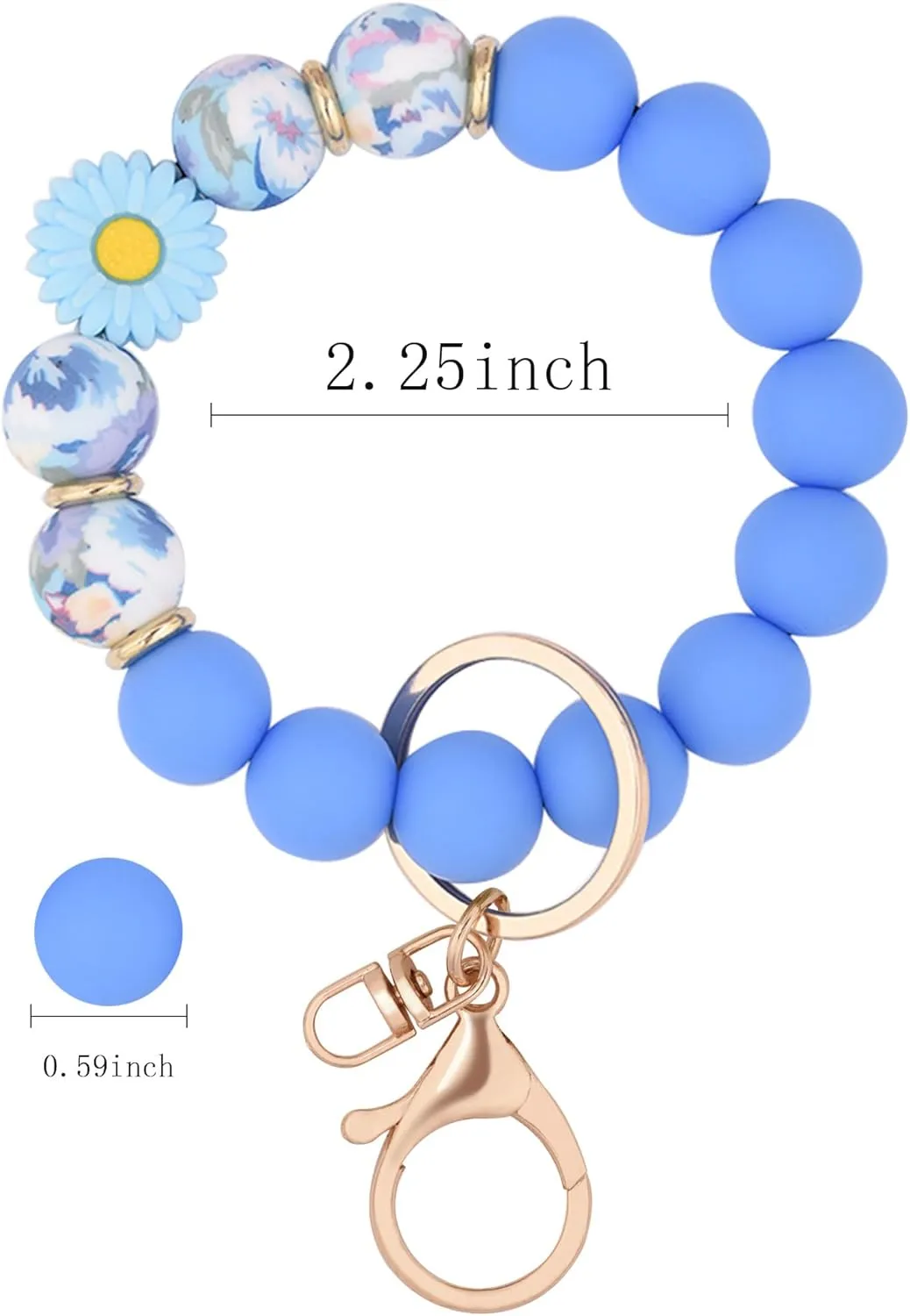 Silicone Beaded Wristlet Keychain,Key Ring Bracelet Key Chain Cute Car Keychains for women