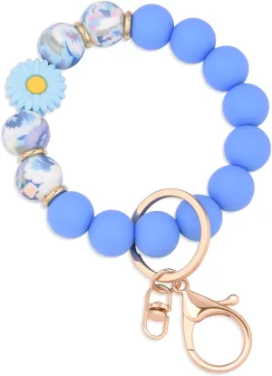 Silicone Beaded Wristlet Keychain,Key Ring Bracelet Key Chain Cute Car Keychains for women