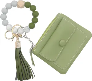 Silicone Beads Key Ring Keychain Bracelet Wristlet for Women, Cute Bead Car Keys Holder Chain Bangle Beaded Keyring
