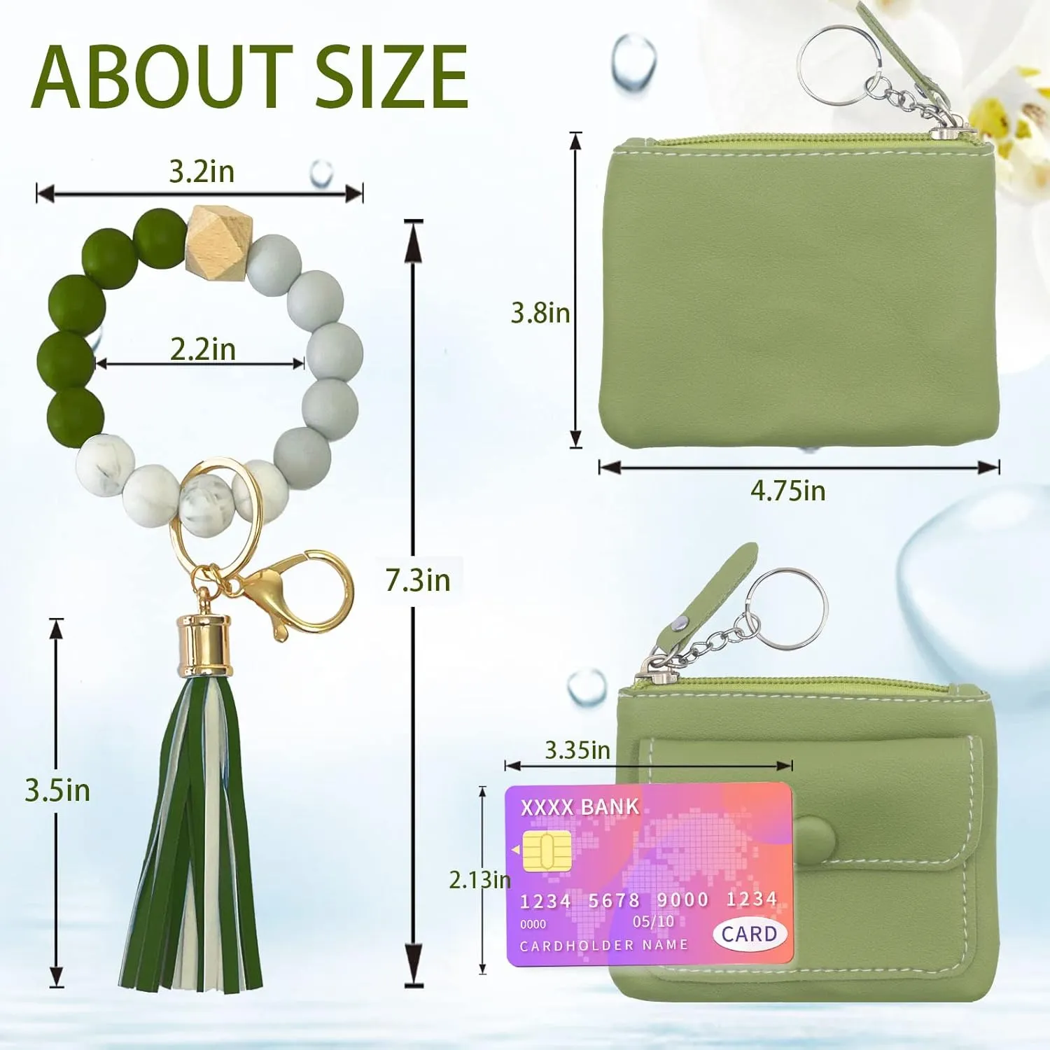 Silicone Beads Key Ring Keychain Bracelet Wristlet for Women, Cute Bead Car Keys Holder Chain Bangle Beaded Keyring