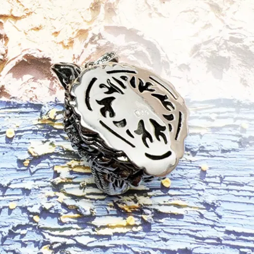 Silver and Austrian Crystal Wolf Pendant Necklace