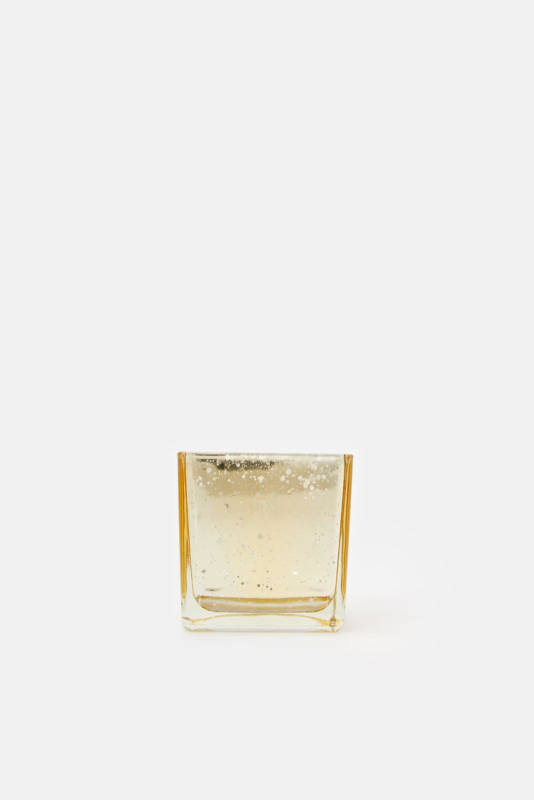 Silver And Gold Glass Mercury Cube Candle Holder Set (2 Pieces)