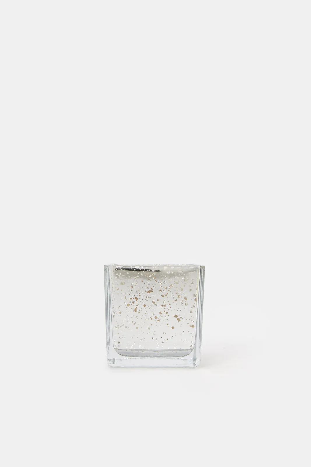 Silver And Gold Glass Mercury Cube Candle Holder Set (2 Pieces)