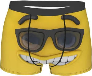 Smiling With Sunglasses Print Underwear For Men Comfy Cozy Holiday Boxer Briefs