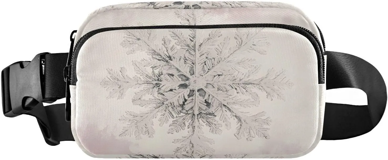 Snowflake Fanny Pack Water Resistant Waist Pack Sling Bag Purse for Women Men Travel Hiking