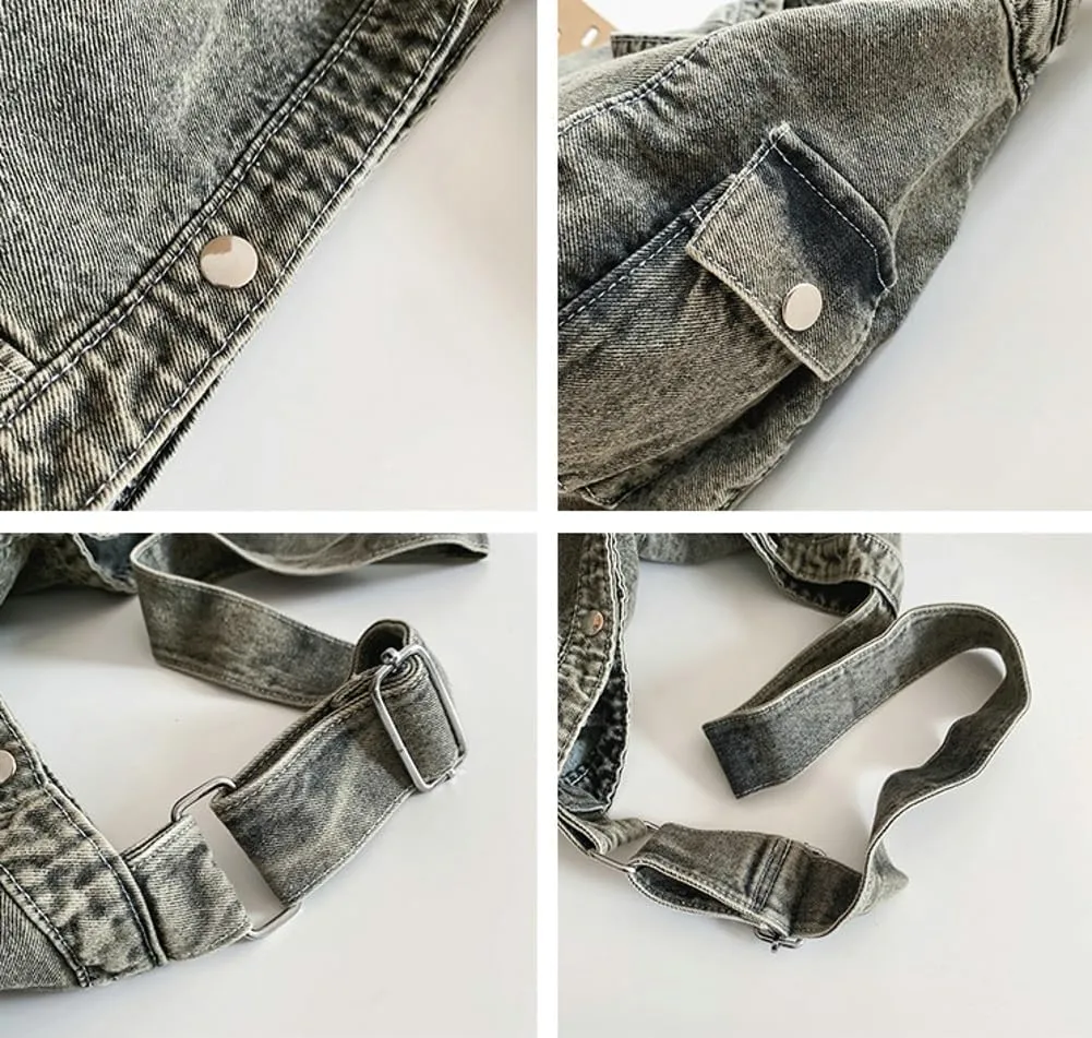 Soft Solid Denim Shoulder Bag Class Commuter Travel Cross Body Bags Fashion Simple Hobo Bag for Women 2025