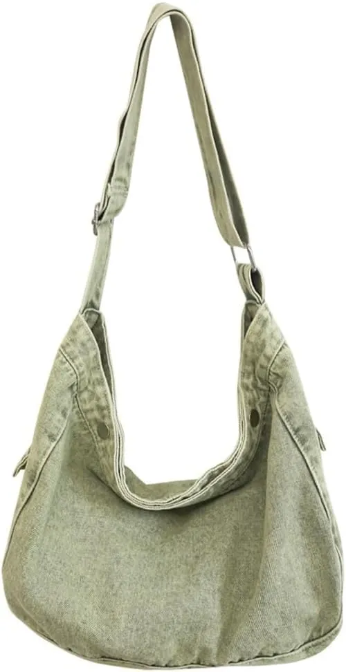 Soft Solid Denim Shoulder Bag Class Commuter Travel Cross Body Bags Fashion Simple Hobo Bag for Women 2025