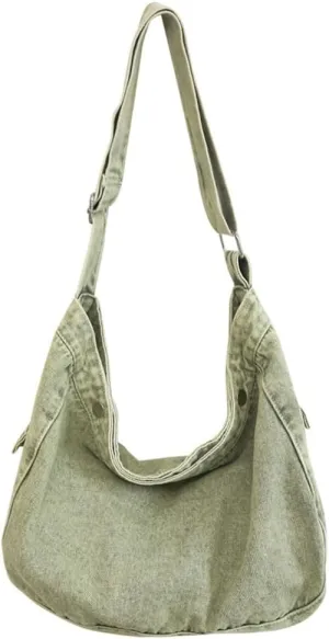Soft Solid Denim Shoulder Bag Class Commuter Travel Cross Body Bags Fashion Simple Hobo Bag for Women 2025