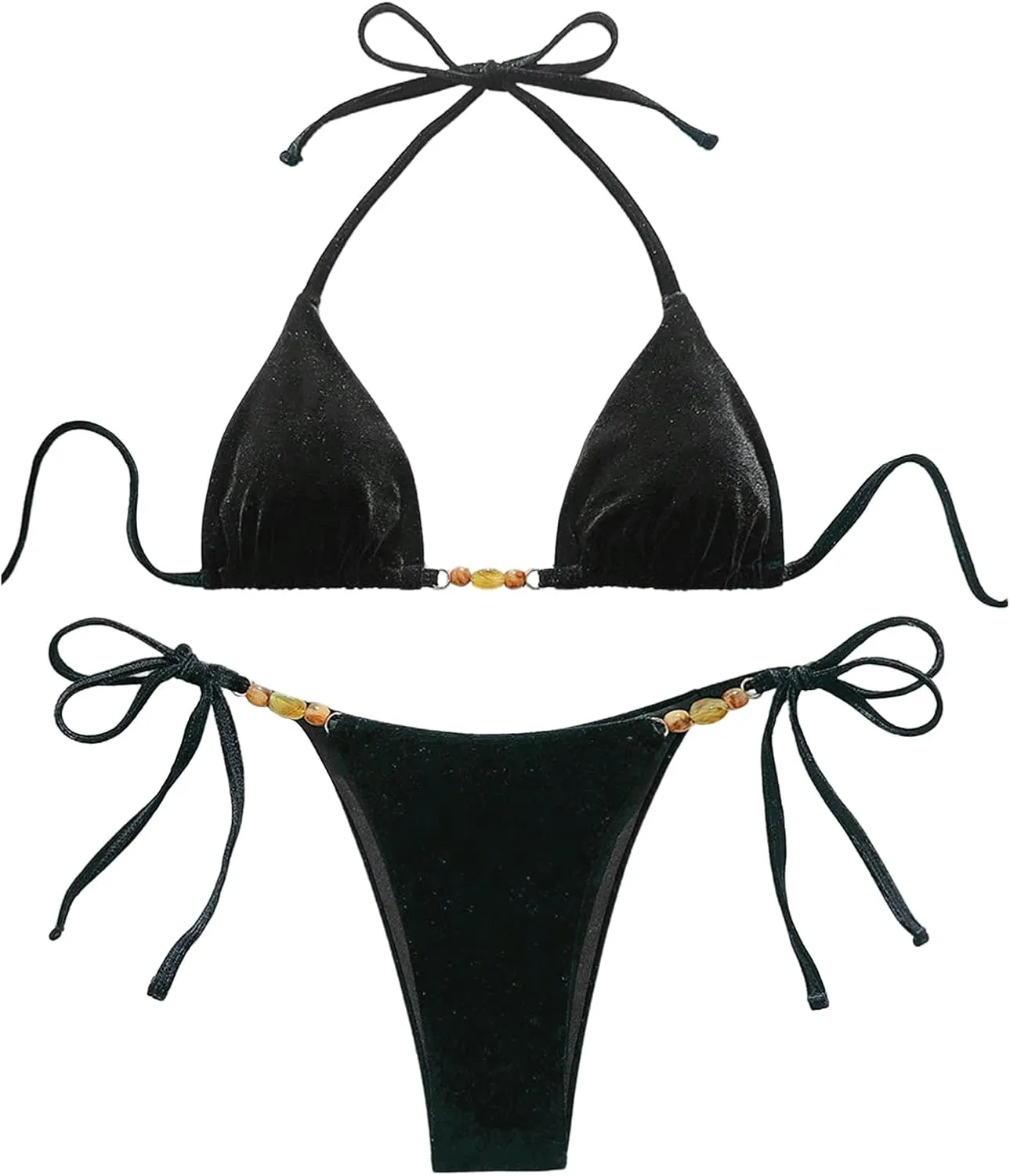 SOLY HUX Women's Halter Triangle Bathing Suit String Bikini Set Tie Side Two Piece Swimsuit