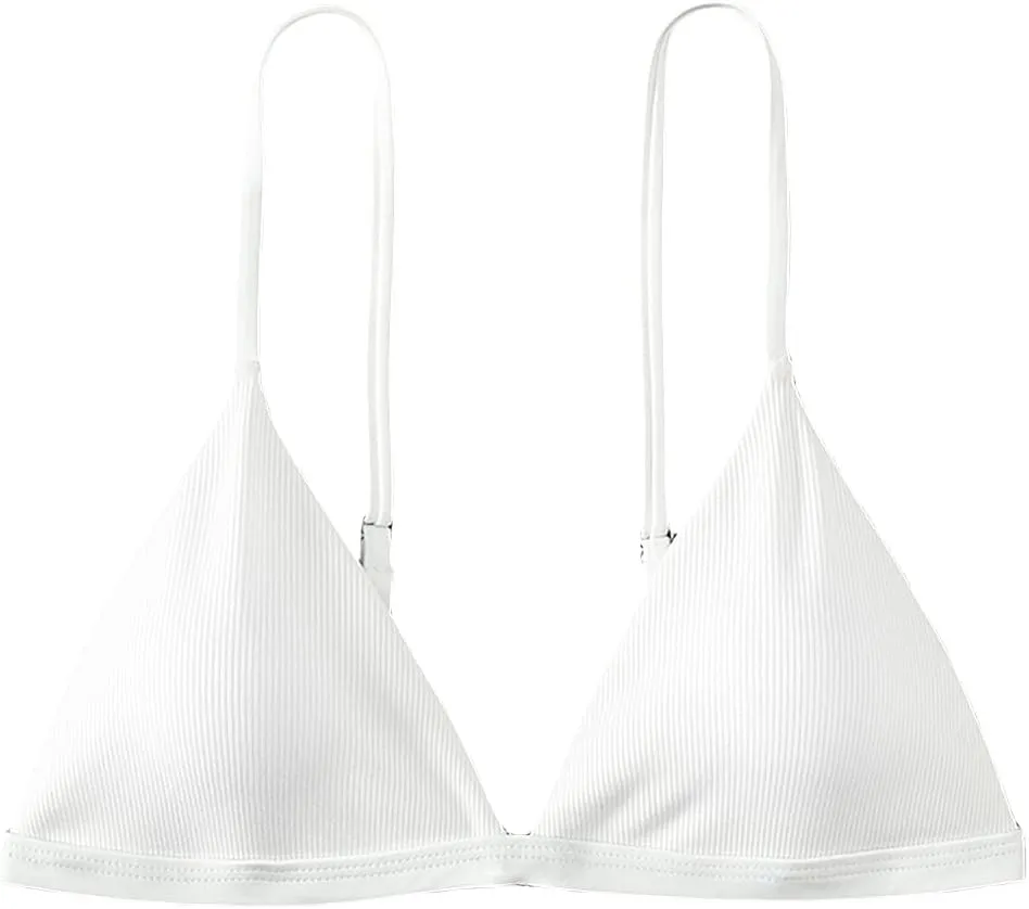 SOLY HUX Women's Triangle Bikini Top Spaghetti Strap Bathing Suit Top Sexy Swimsuit for Women