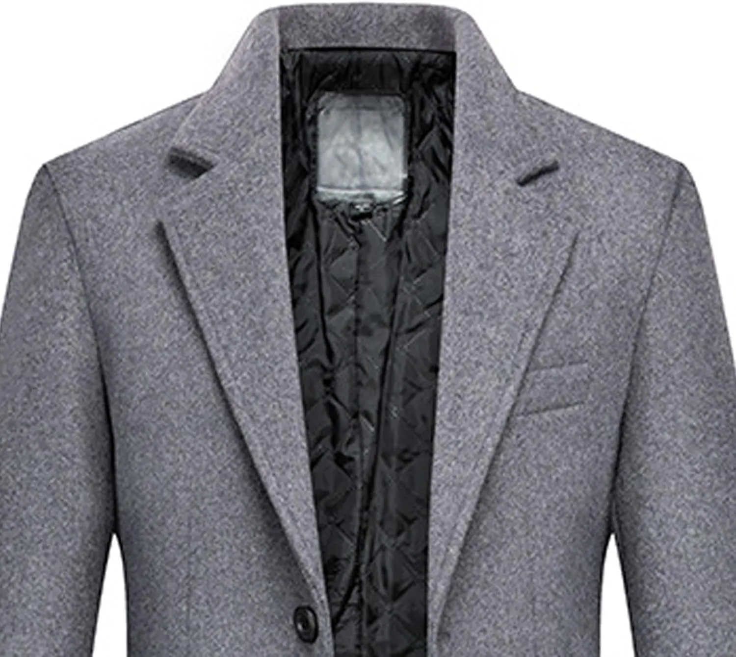 SOMTHRON Men's Wool Blend Pea Coat Slim Fit Single Breasted Notched Lapel Winter Business Long Trench Coat Overcoat
