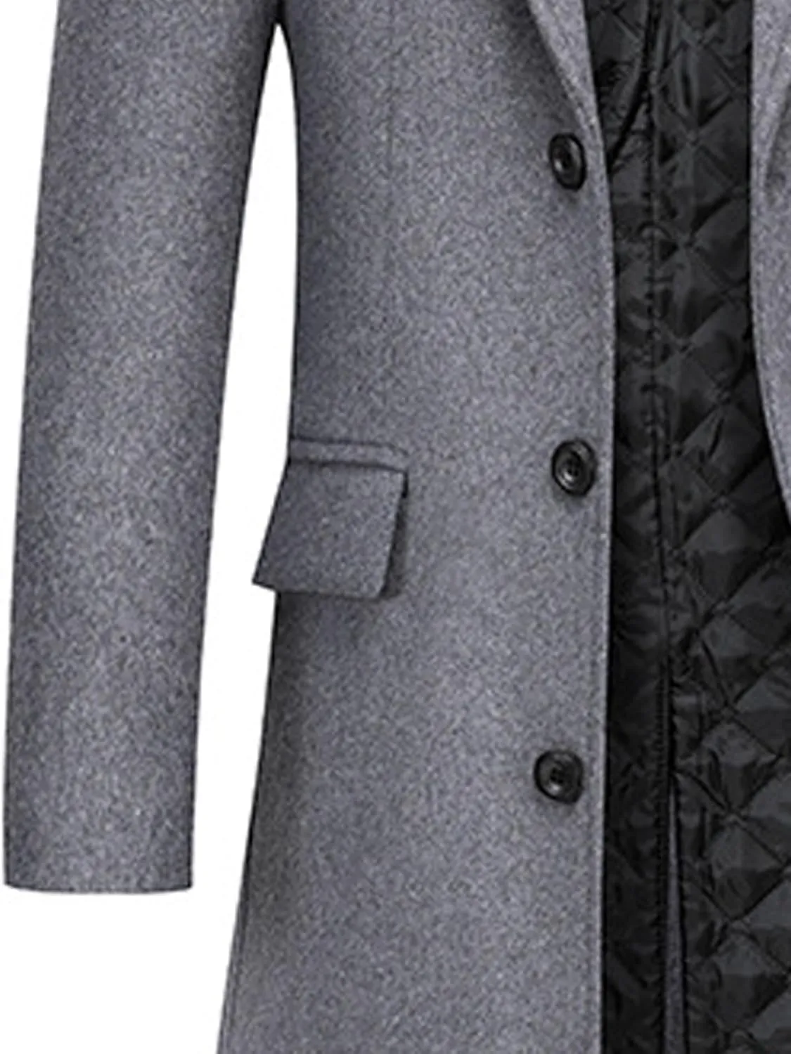 SOMTHRON Men's Wool Blend Pea Coat Slim Fit Single Breasted Notched Lapel Winter Business Long Trench Coat Overcoat