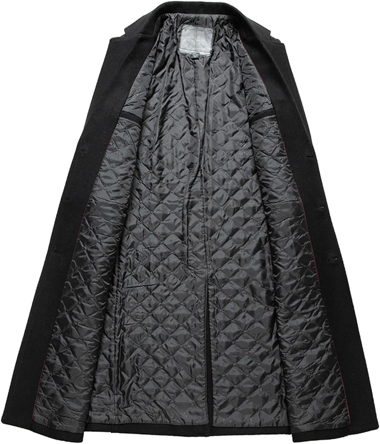 SOMTHRON Men's Wool Blend Pea Coat Slim Fit Single Breasted Notched Lapel Winter Business Long Trench Coat Overcoat