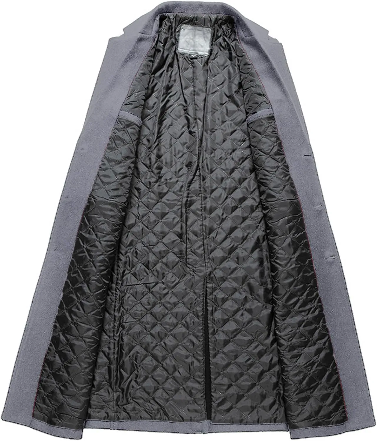 SOMTHRON Men's Wool Blend Pea Coat Slim Fit Single Breasted Notched Lapel Winter Business Long Trench Coat Overcoat
