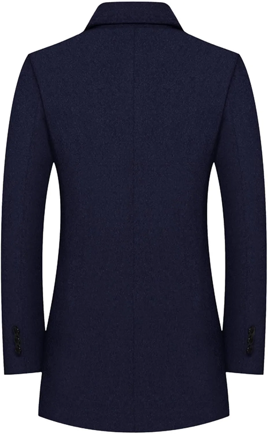 SOMTHRON Men's Wool Blend Pea Coat with Detachable Scarfs Single Breasted Notch Lapel Winter Mid Long Trench Coat Overcoat
